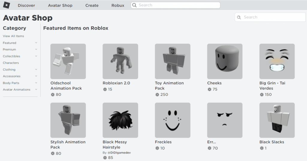 Robux avatar shop