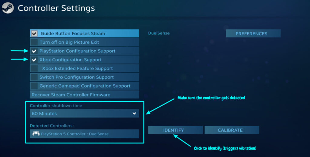 Controller-settings