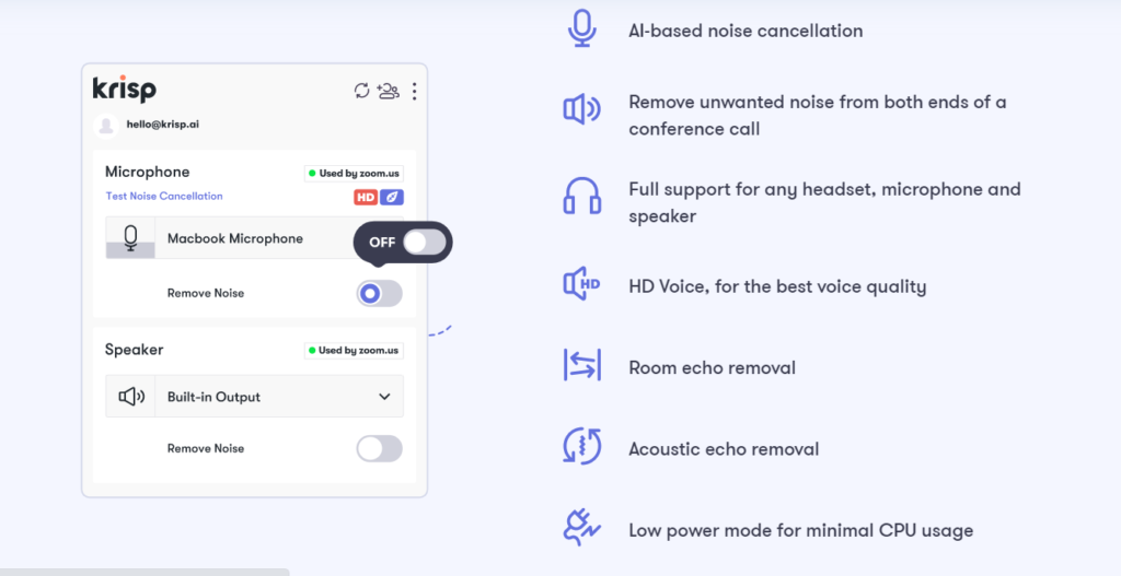 Krisp-noise cancellation software