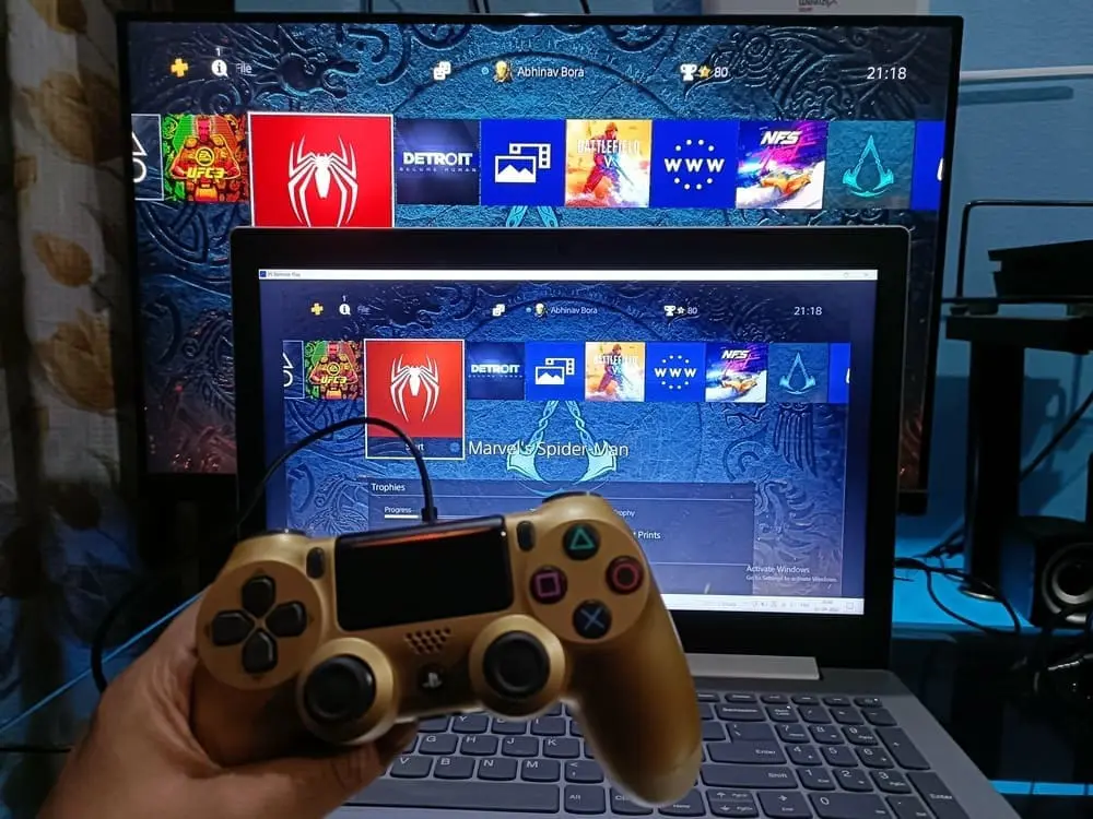 Remote Play application screen on your computer through your PS4 controller