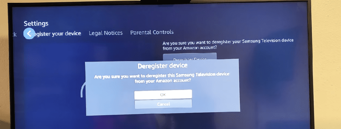 Deregister your TV from Amazon Prime