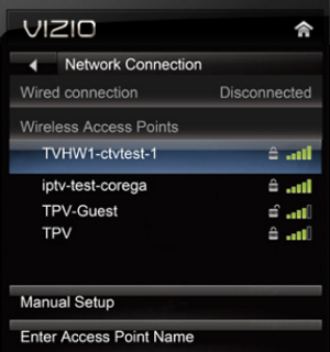 vizio network connection