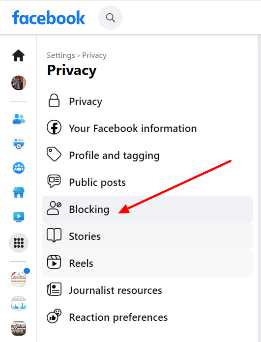Blocking-under-settings-facebook