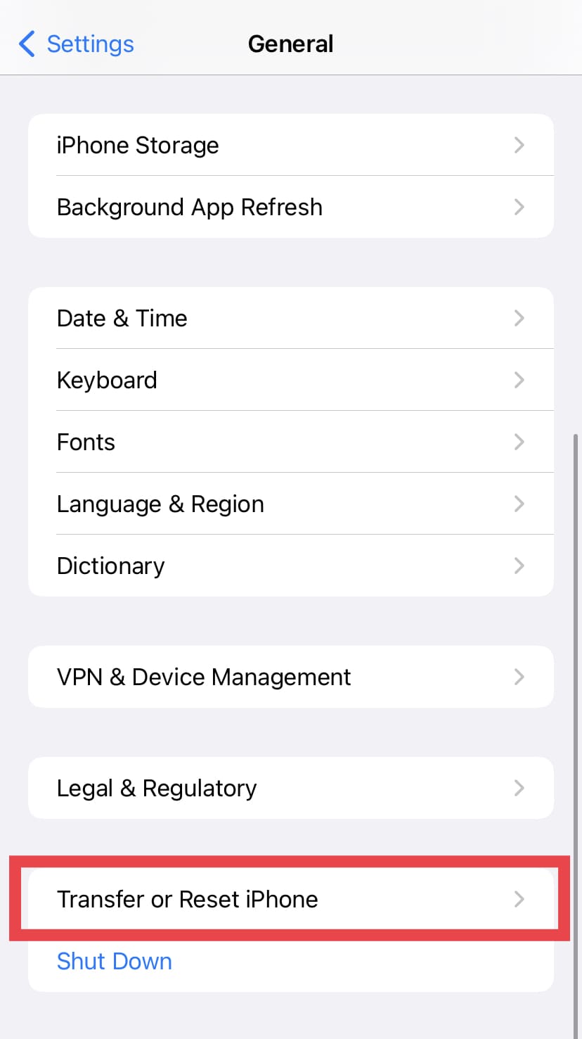 Reset iPhone Network