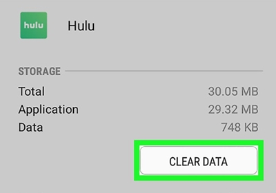 hulu clear app cache