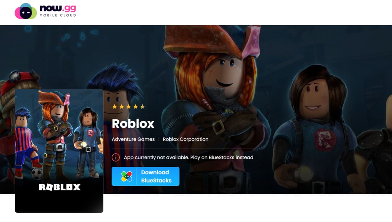Roblox not available on now.gg 1