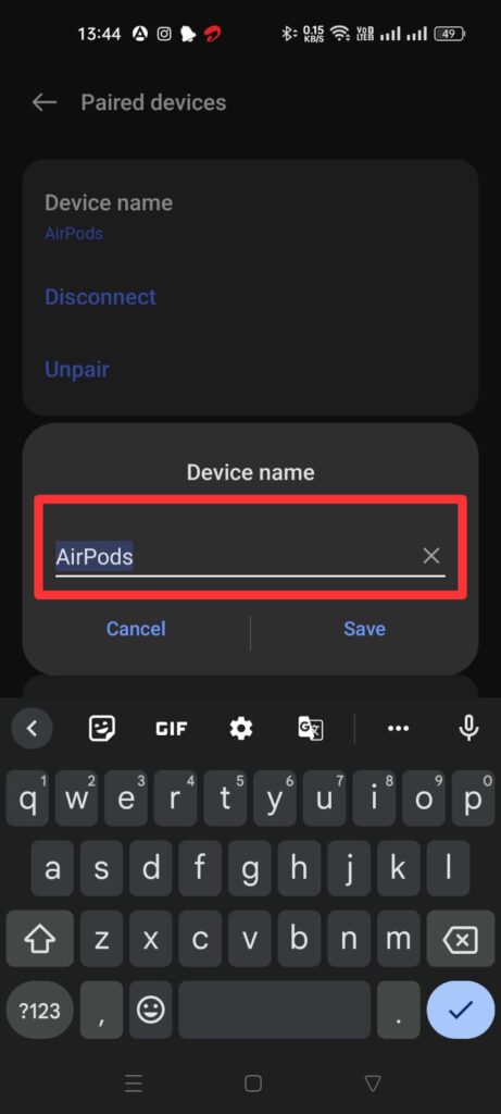 Rename the airpods